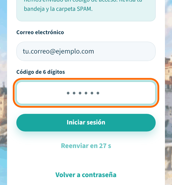 Escribe el código que te llegó
