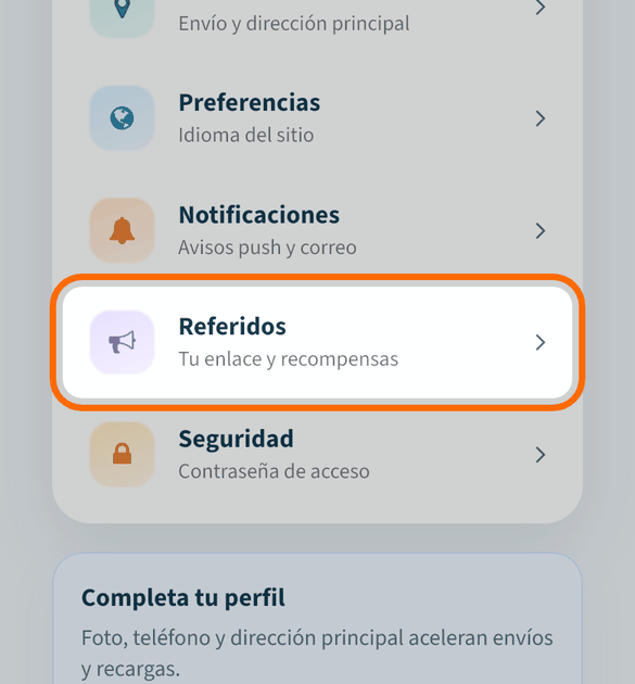 Abre «Referidos»