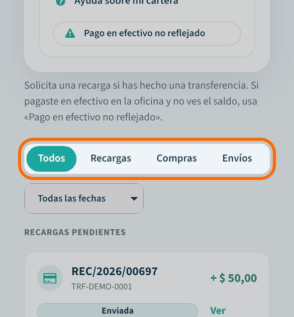 Filtra los movimientos