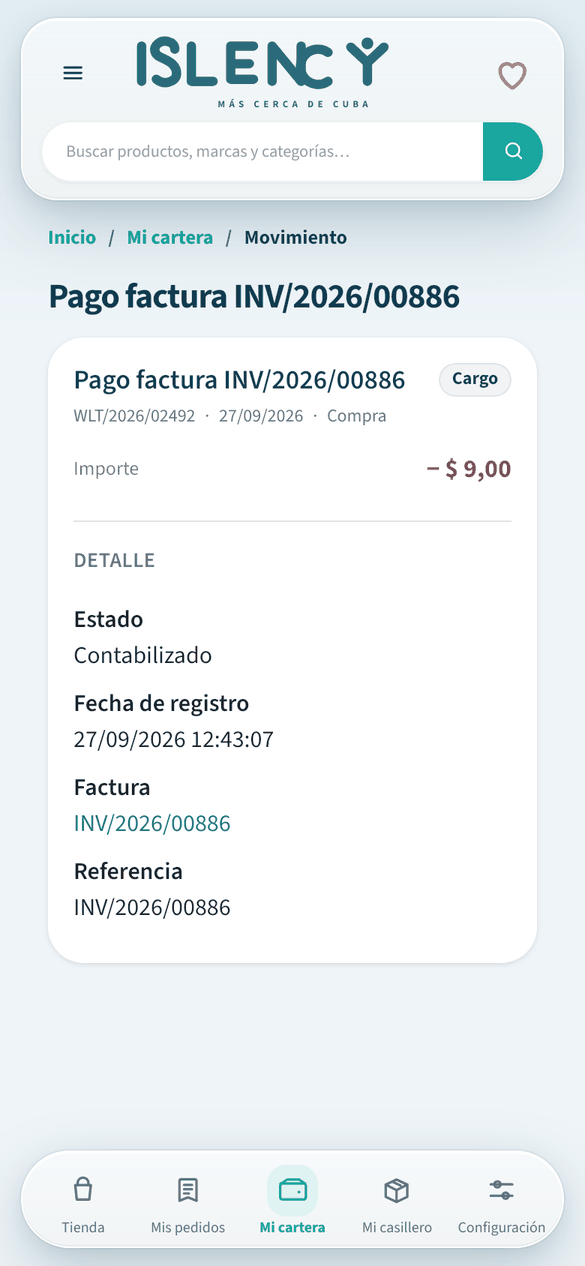 Toca un movimiento para ver el detalle