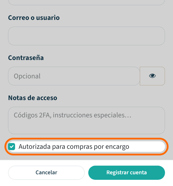 Escribe los datos de tu cuenta