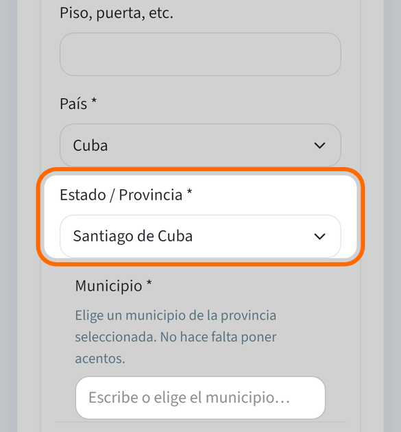 Elige la provincia y el municipio