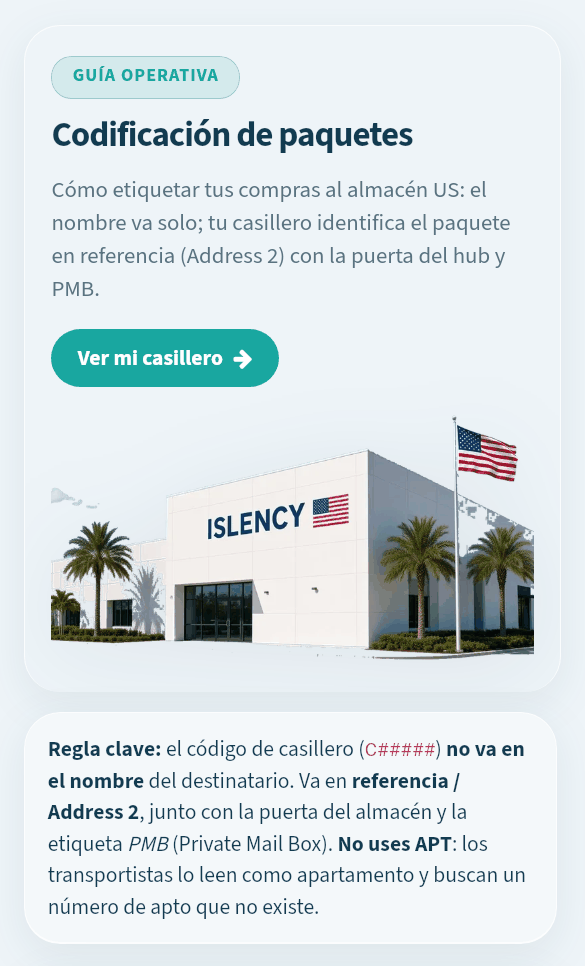 Rellena la dirección en la tienda así