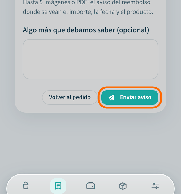 Pulsa «Enviar aviso»