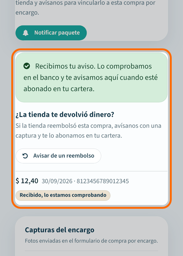Sigue el estado en tu pedido