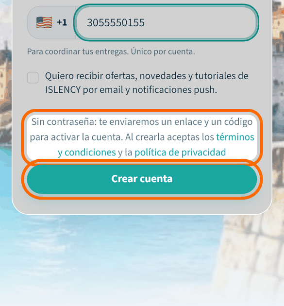 Escribe tus datos y pulsa «Crear cuenta»