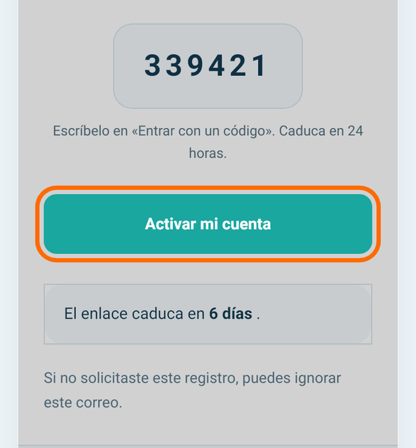 Abre el correo «Activa tu cuenta» y pulsa «Activar mi cuenta»