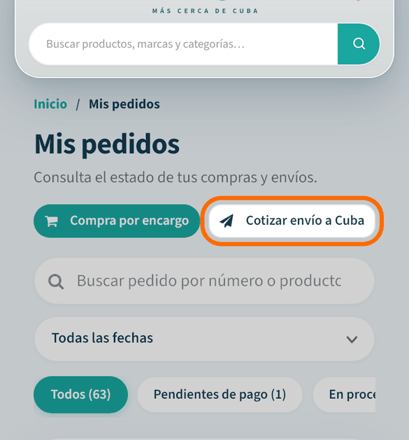 Pulsa «Cotizar envío a Cuba»