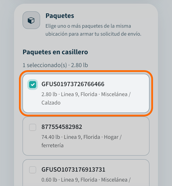 Marca los paquetes