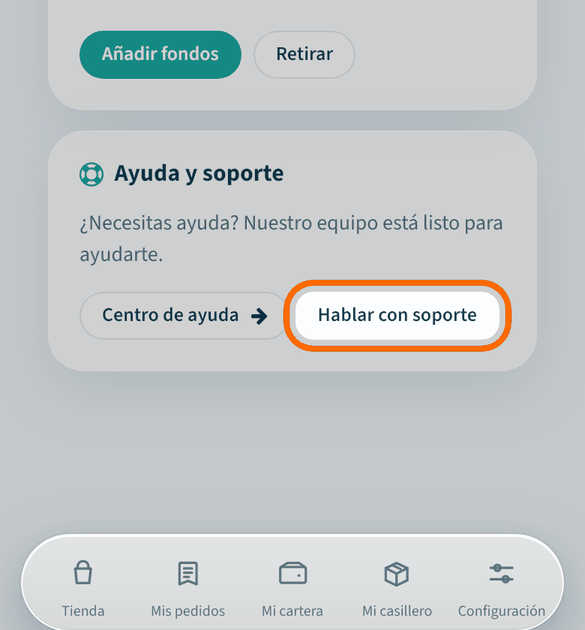 Pulsa «Hablar con soporte»