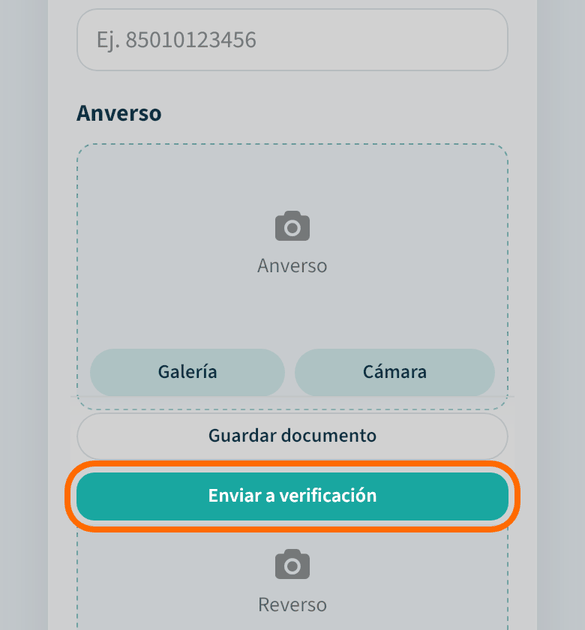 Pulsa «Enviar a verificación»