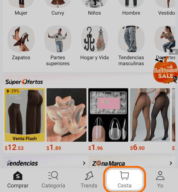 Revisa la cesta, los cupones y los puntos