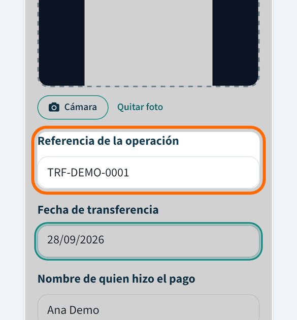 Escribe la referencia y la fecha