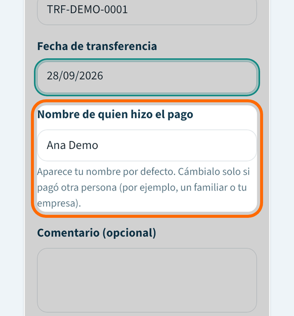 Revisa quién hizo el pago