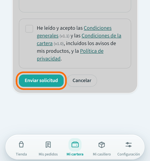 Pulsa «Enviar solicitud»