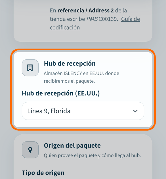 Elige el almacén donde llegará