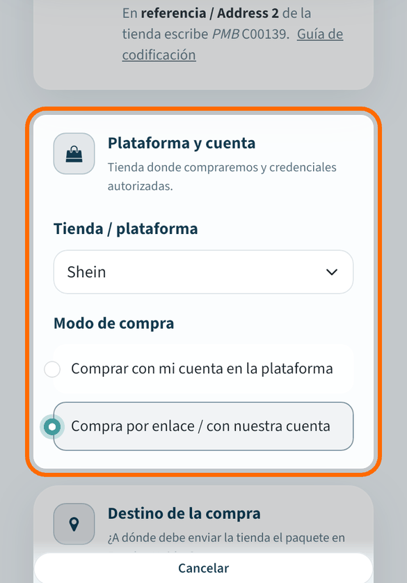 Elige la tienda y cómo compramos