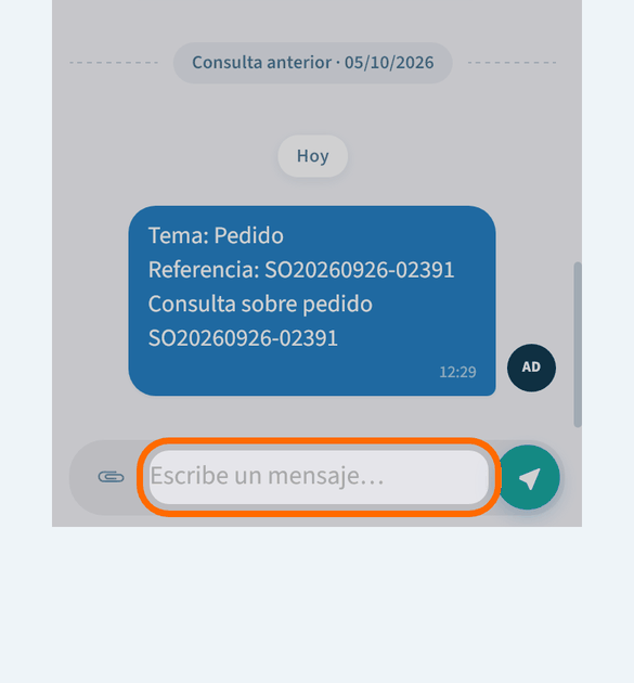 Confirma el envío por el chat
