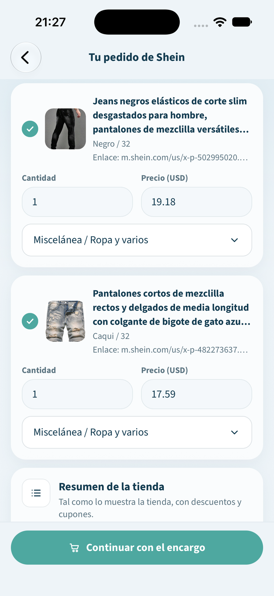 Revisa «Tu pedido» de tu tienda