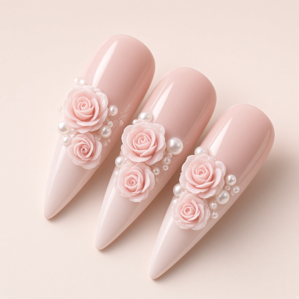 30 piezas de rosas talladas y perlas para decoración de uñas — foto 2