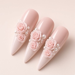 30 piezas de rosas talladas y perlas para decoración de uñas.
