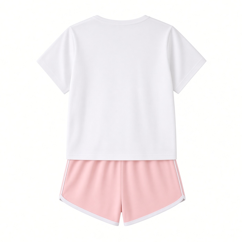 Conjunto casual de 2 piezas :camiseta de manga corta con estampado de lazo + pantalones cortos — foto 4