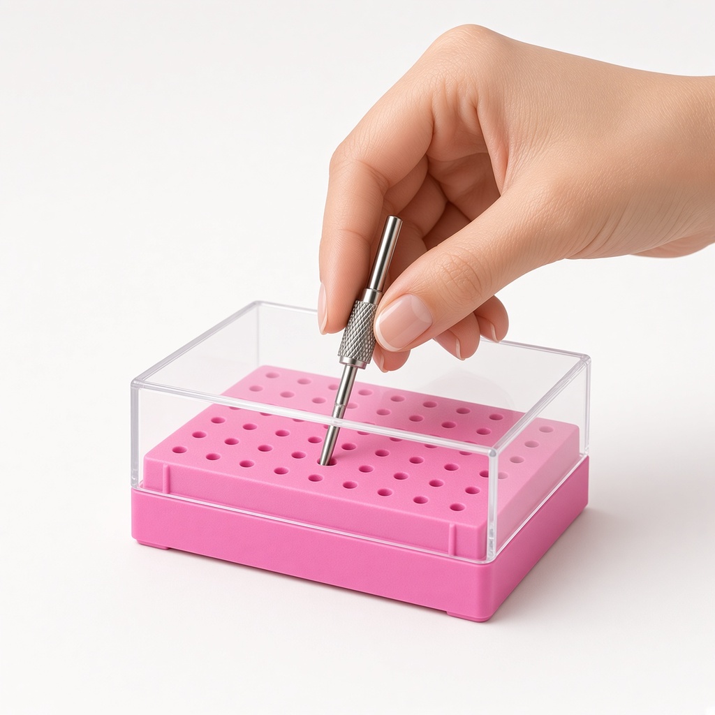 Caja de almacenamiento para brocas de taladro de uñas de 7 agujeros — foto 2