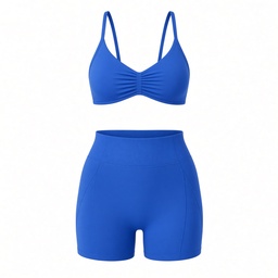 Sujetador deportivo Musera Sport con busto fruncido, espalda abierta y cuello halter