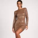 Vestidos de fiesta elegantes para mujer con volantes de lentejuelas y cintura ceñida — foto 3