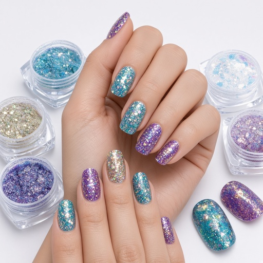 Set de 6 piezas de lentejuelas de uñas hexagonales — foto 3