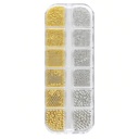 Set de Bolígrafo magnético y 1 caja de 12 ranuras con colgantes de metal dorado y plateado, perlas de caviar mini — foto 2