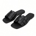 Sandalias planas de cuero genuino de unicolor para mujer — foto 3