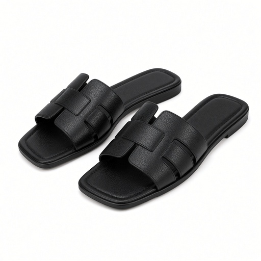 Sandalias planas de cuero genuino de unicolor para mujer — foto 3