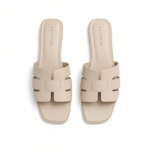 Sandalias planas de cuero genuino de unicolor para mujer — foto 4