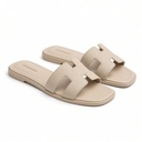 Sandalias planas de cuero genuino de unicolor para mujer — foto 6