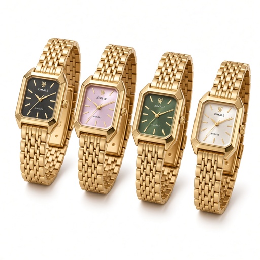 Reloj de pulsera de cuarzo para mujer con esfera de números romanos cuadrados y correa de acero — foto 2