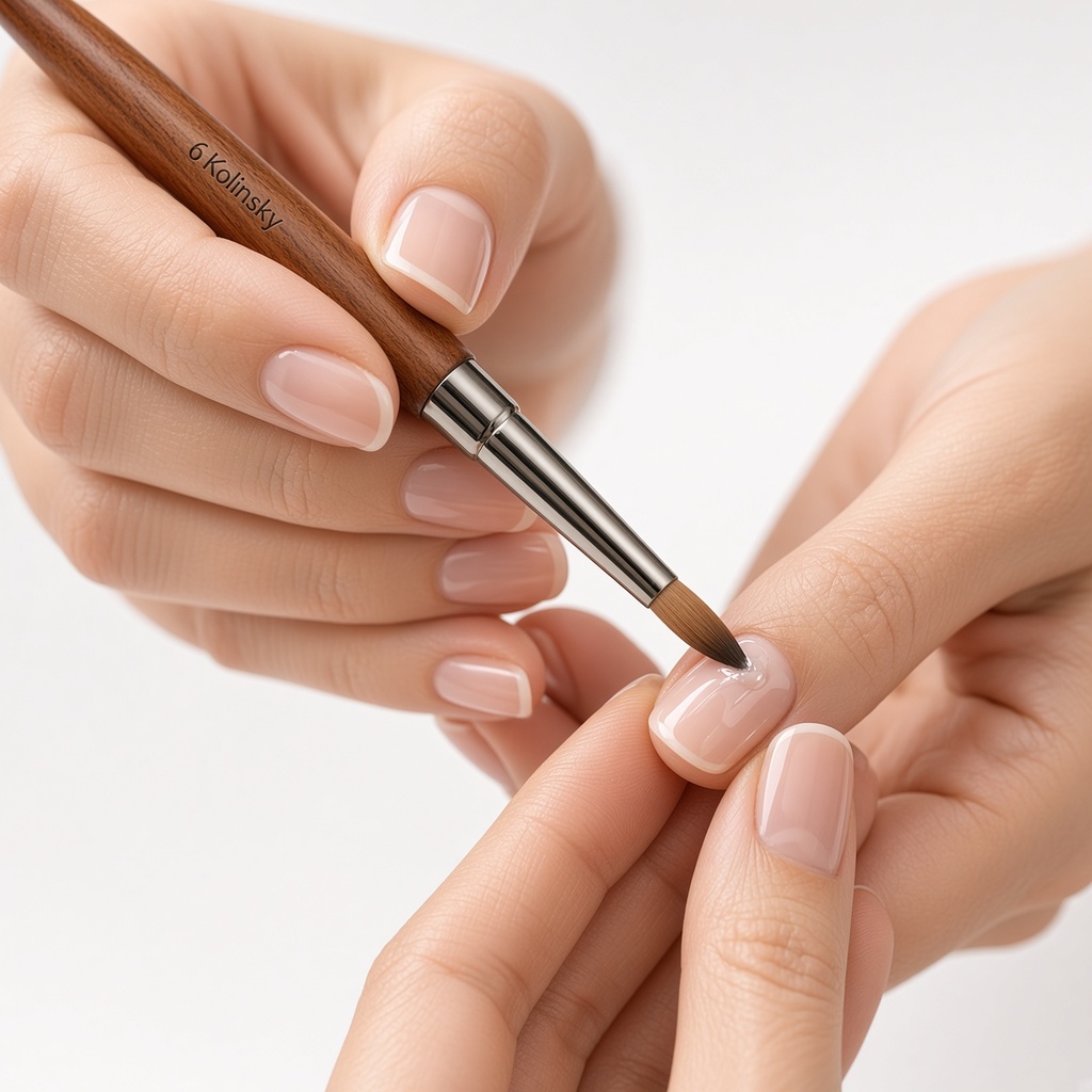 Pincel de arte de uñas para aplicación de acrílico (#6), 100% de pelo de visón y mango de palisandro — foto 2