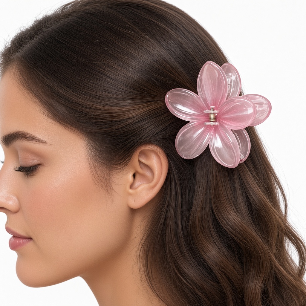 Pellizcos para el cabello con flor de hibisco rosa elegante de 8.2cm/3.23in, de verano, playa, vacaciones & uso diario — foto 2