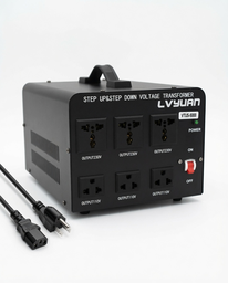 Transformador Convertidor de Voltaje LVYUAN 5000W Step Up/Step Down – 110V-120V a 220V-240V o Viceversa con 6 Tomas y Protección Automática