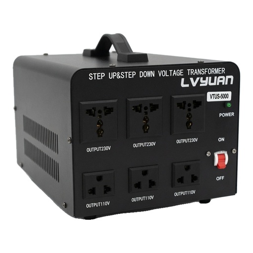 Transformador Convertidor de Voltaje LVYUAN 5000W Step Up/Step Down – 110V-120V a 220V-240V o Viceversa con 6 Tomas y Protección Automática — foto 2
