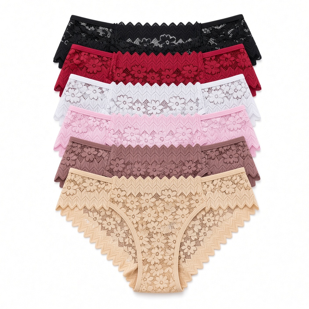 Pack de 12 Bragas Encaje Mujer Multicolor Floral Sexy Ropa Interior Uso Diario — foto 2