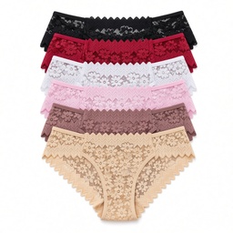 Pack de 12 Bragas Encaje Mujer Multicolor Floral Sexy Ropa Interior Uso Diario
