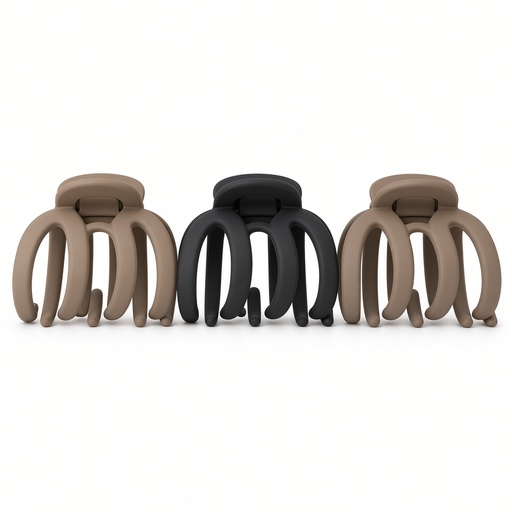 Pinza Garra Cabello Mate Beige Negro Taupe Accesorio Recogido Diario — foto 2