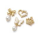 Mix Charms Uñas Dorados Perlas Lazos Corazones Nail Art 3D — foto 2