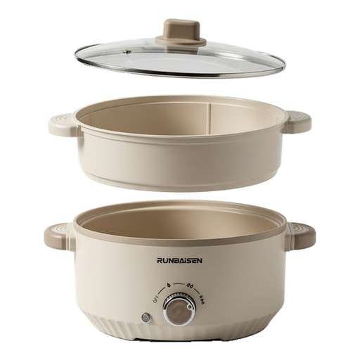 Olla Eléctrica Multifuncional RUNBAISEN 3.5L 118.35 oz Doble Capa Antiadherente con Vaporera Portátil para 2-5 Personas — foto 2