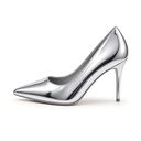 Stiletto Punta Fina Metalizado Plateado para Vestir y Fiesta — foto 2