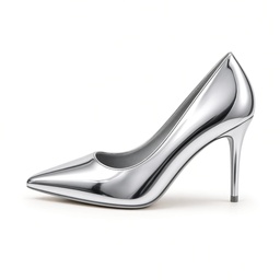 Stiletto Punta Fina Metalizado Plateado para Vestir y Fiesta