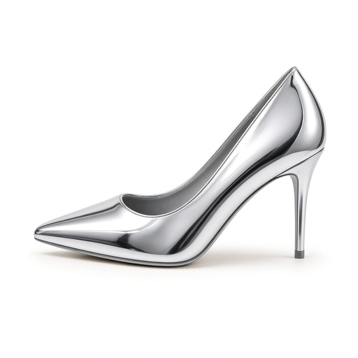 Stiletto Punta Fina Metalizado Plateado para Vestir y Fiesta — foto 2