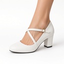 Zapato Blanco Tacón Grueso con Tiras Cruzadas al Tobillo — foto 2