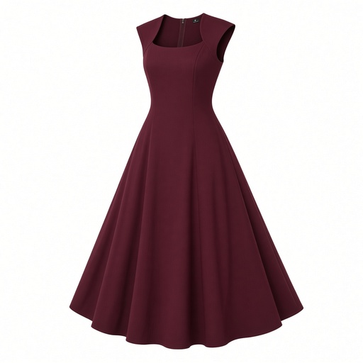 Vestido Midi Granate Sin Mangas Acampanado Elegante para Eventos — foto 2